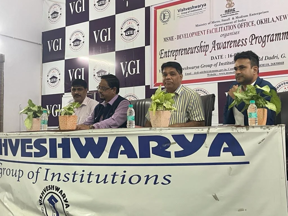 Ukhi’s Co-Founder & CEO, Vishal Vivek, engaged in an inspiring interaction with students and faculty at the Vishwesvaraya Group of Institutions, sharing insights on innovation and sustainability.